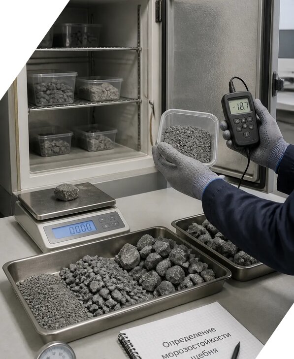 Определение морозостойкости щебня в Изобильном от 3636 р. | ЭкспертизаРоссия