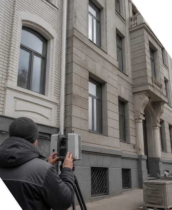 Лазерное сканирование фасадов зданий для обследования в Изобильном